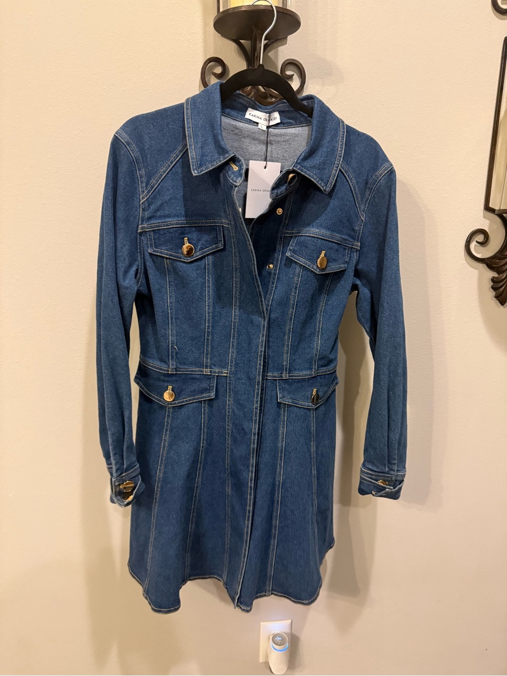 Karina Grimaldi Blue Denim Jacket Dress